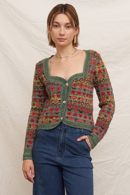 Floral Jacquard Cardigan