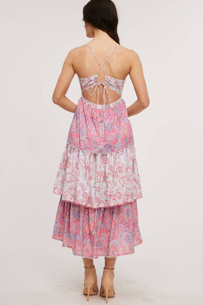 Vintage Paisley Tiered Midi Dress