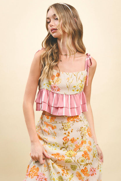 Floral & Stripes Top- FINAL SALE