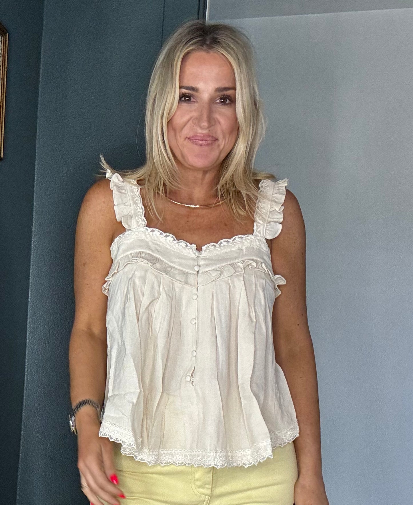 Preston Ruffle Trim Top