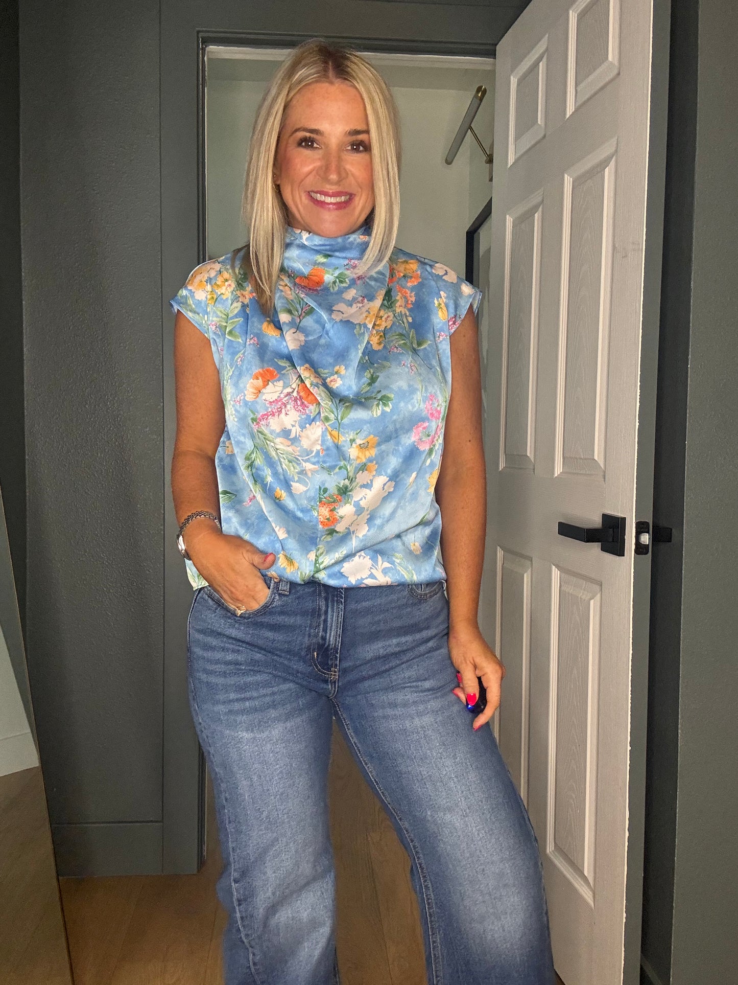 Floral High Neck Top- FINAL SALE