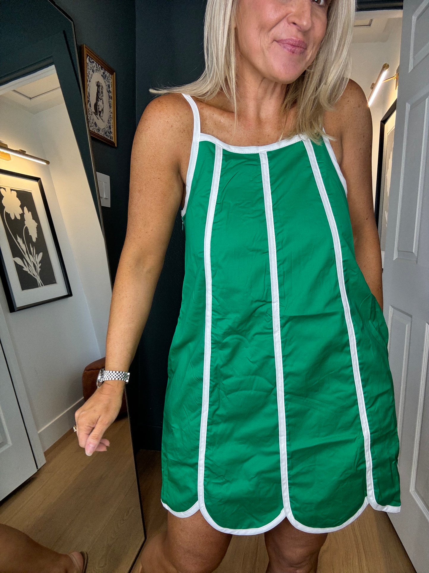 Contrast Scallop Mini Dress- FINAL SALE