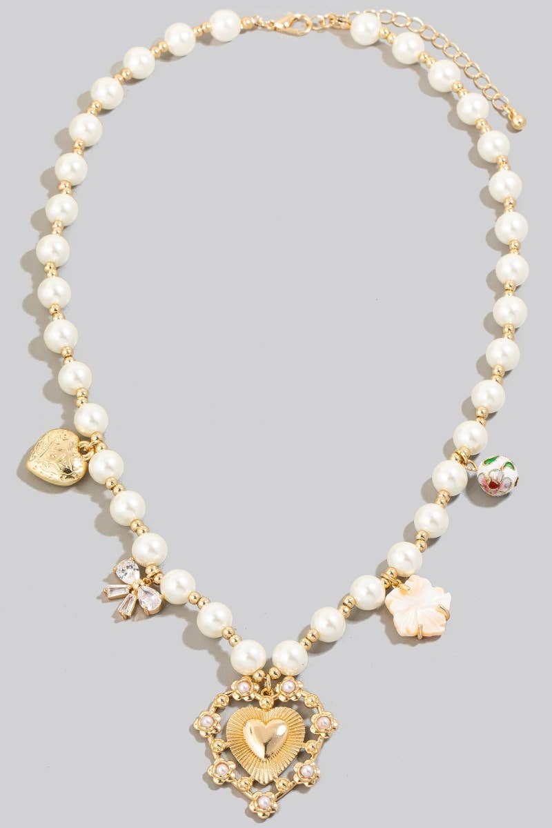 Intricate Heart Pendant Beaded Necklace