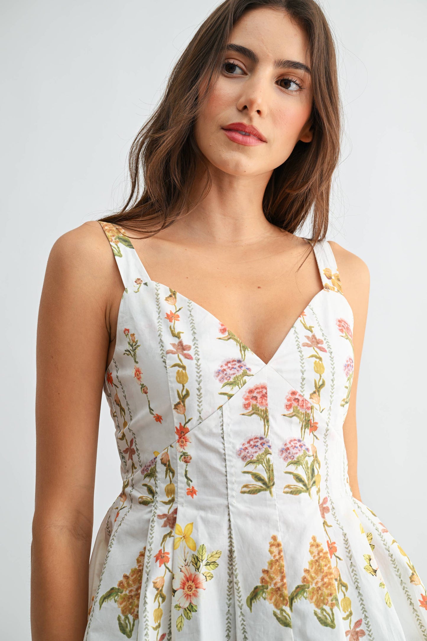 Floral Fantasy Peplum Top | White Botanical Corset Blouse
