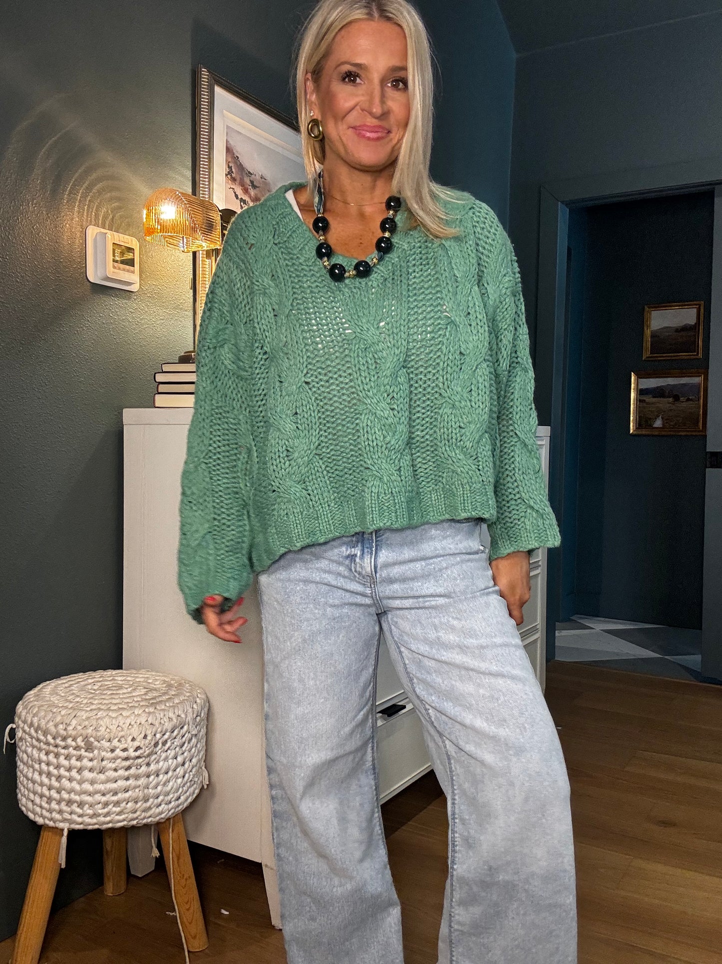 Jade Cable Knit Sweater