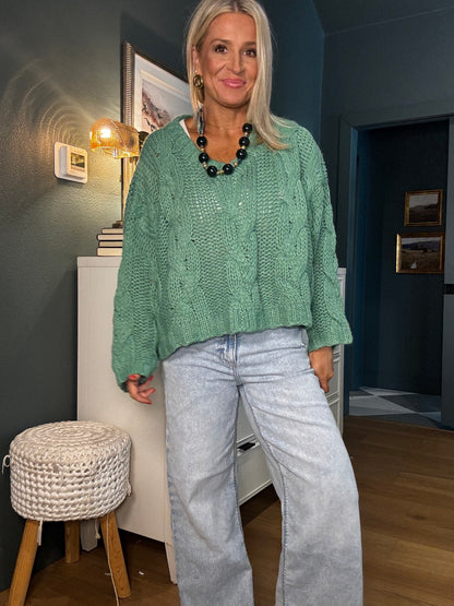 Jade Cable Knit Sweater