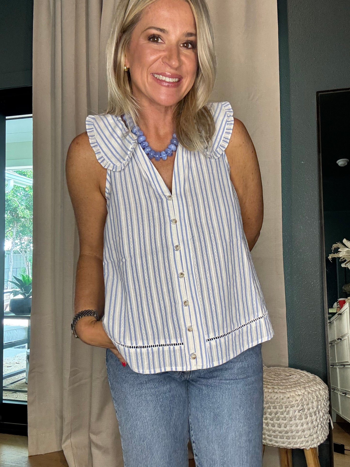 Chambray Striped Tank