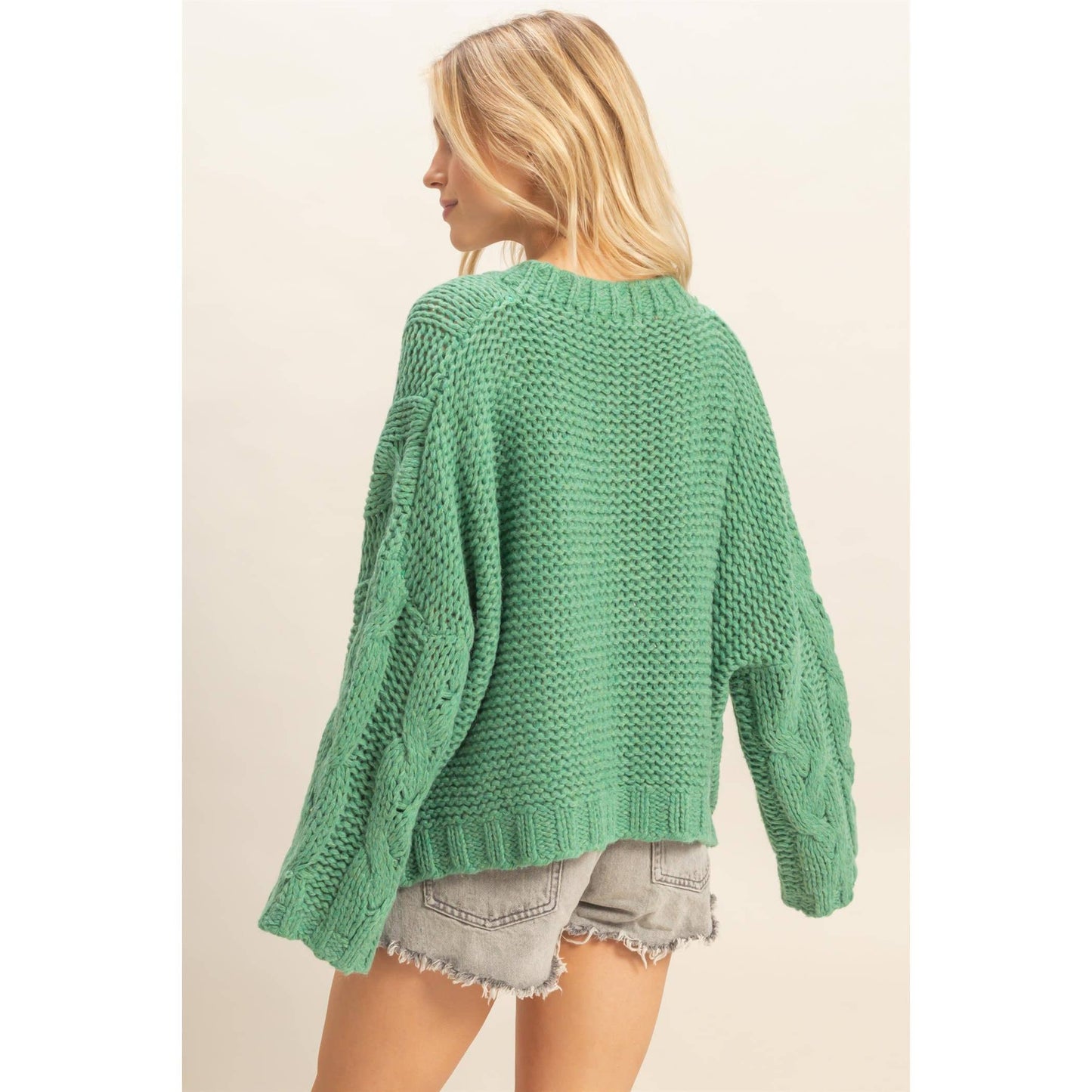 Jade Cable Knit Sweater