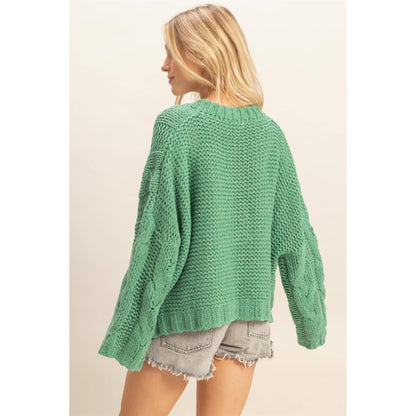 Jade Cable Knit Sweater