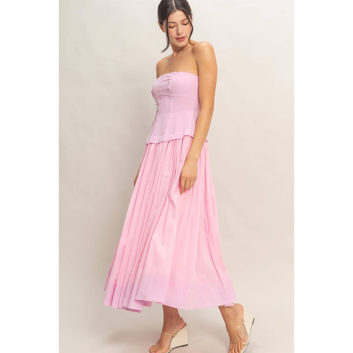 Strapless Tiered Midi Dress- FINAL SALE