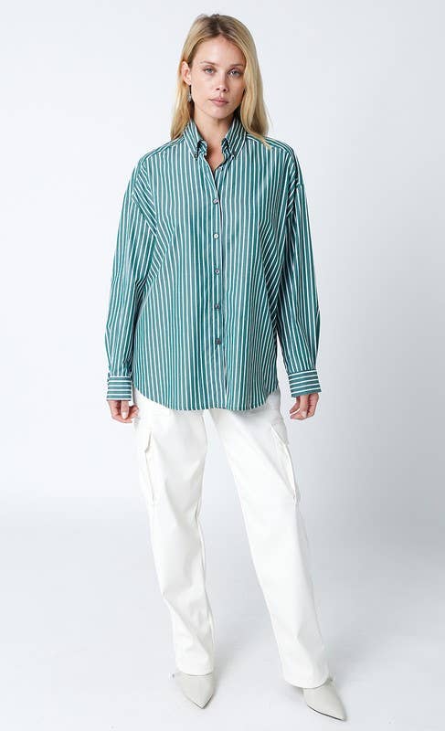 Claire Stripped Button Up Top