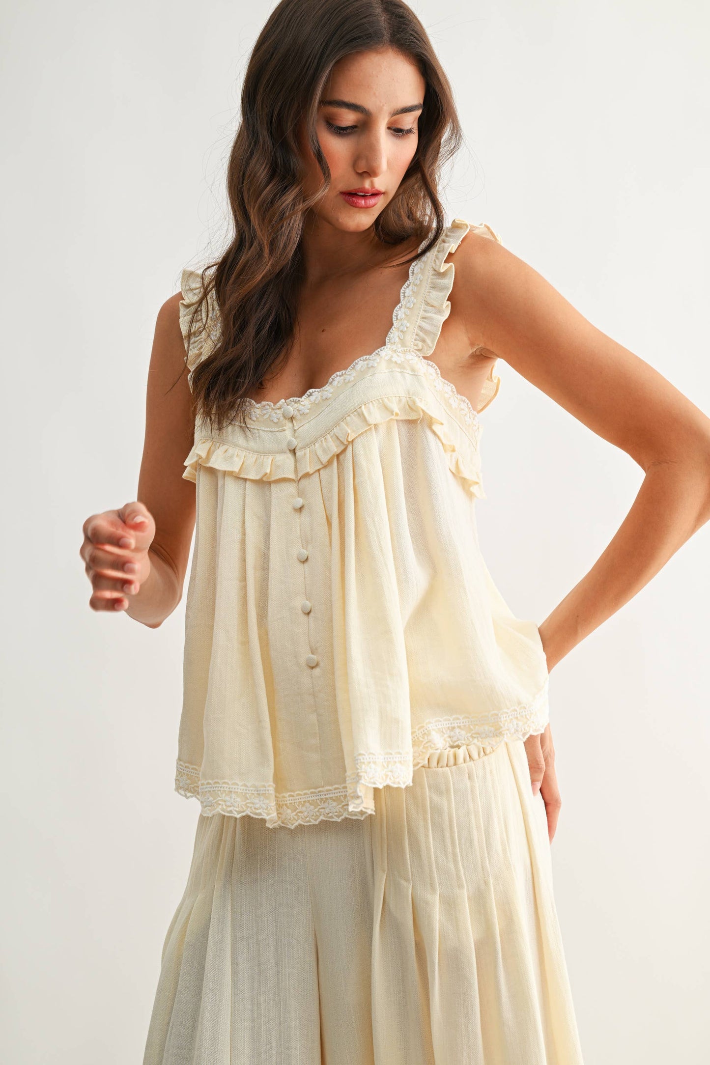 Preston Ruffle Trim Top