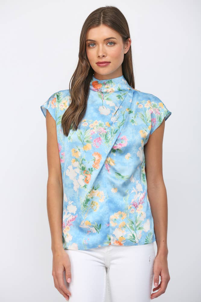 Floral High Neck Top