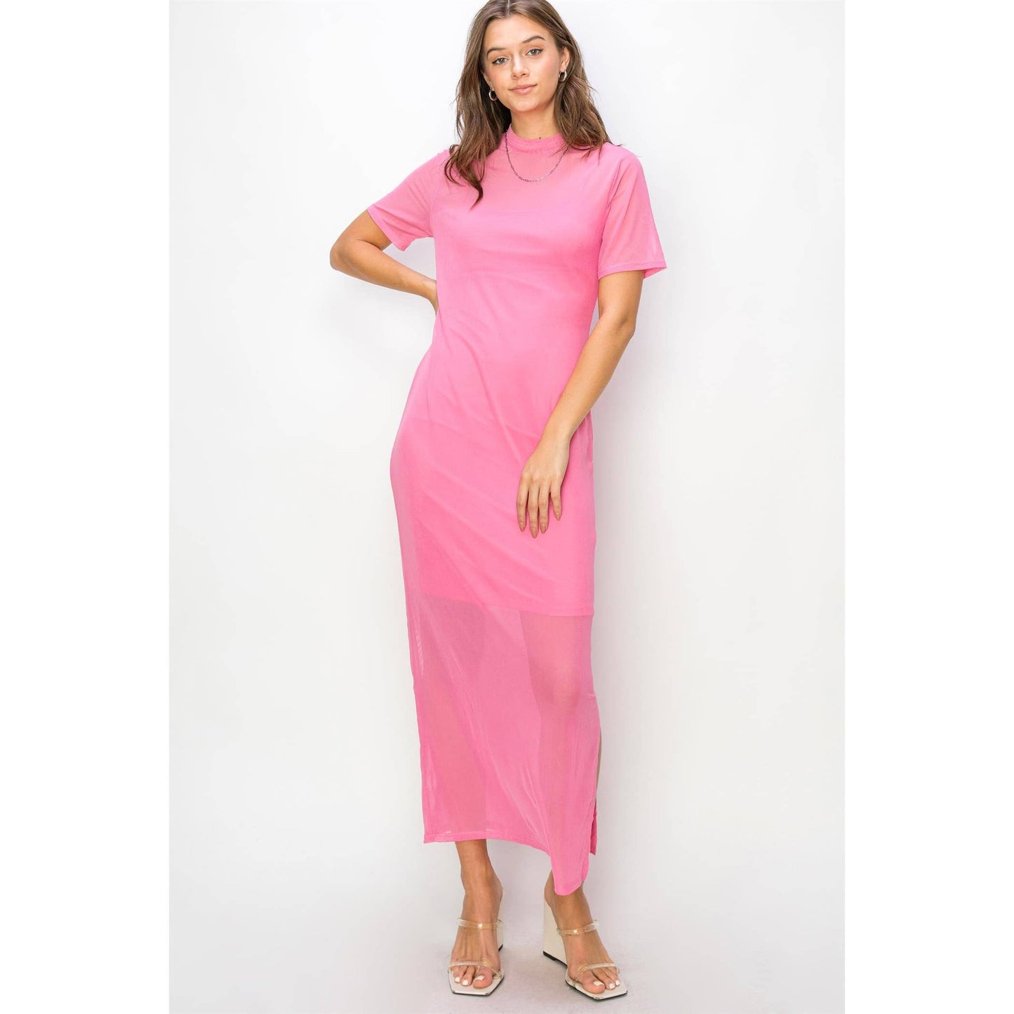 Layered Mesh Maxi Dress