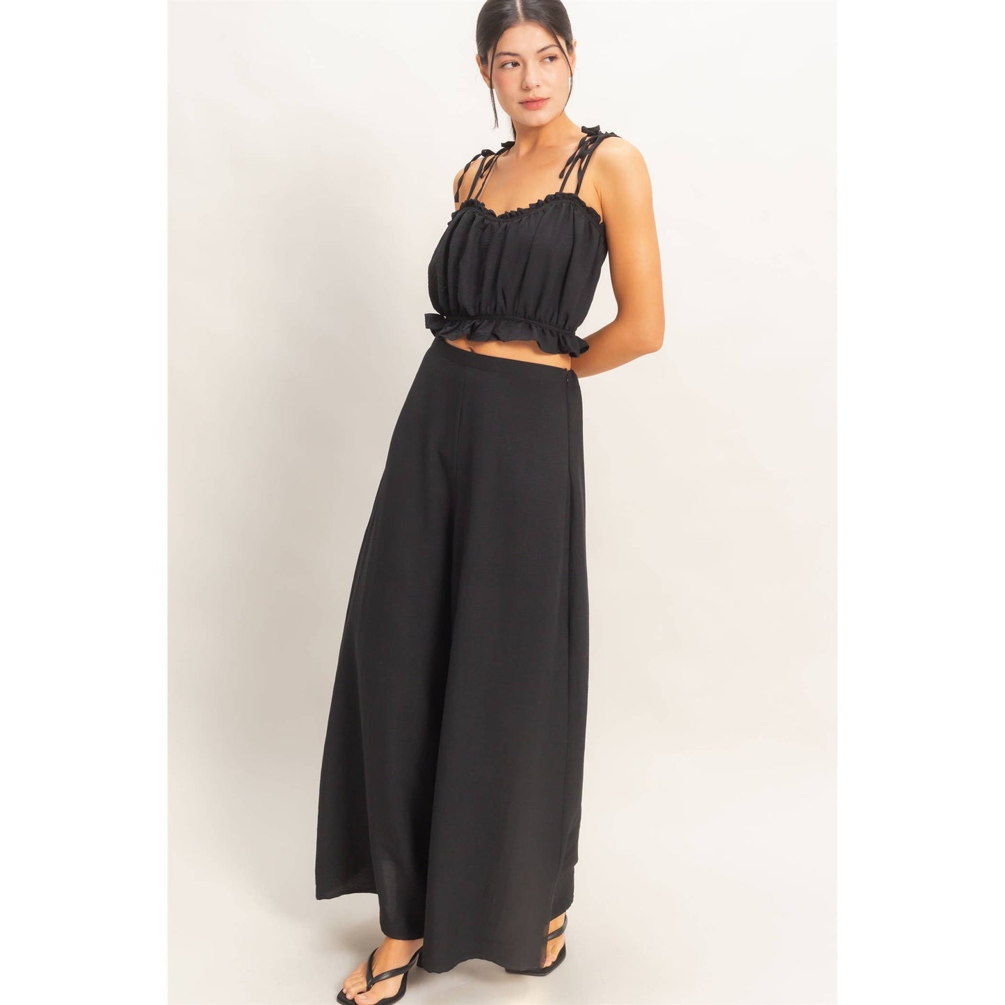 Ruffle Smocked Bust Top & Wide Pants