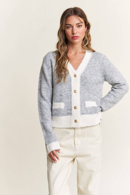 Cara Contrast Cardigan-FINAL SALE