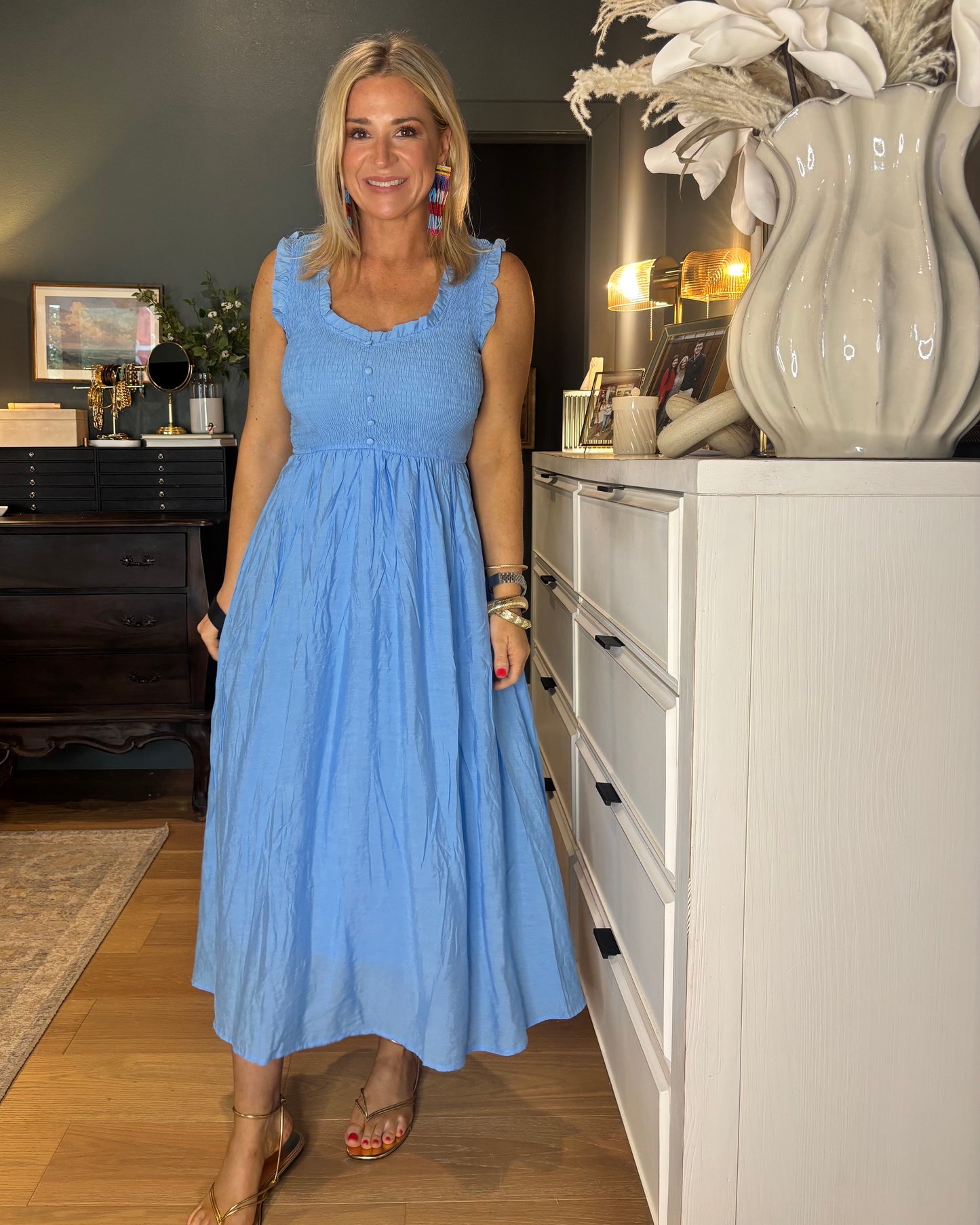 Sweetheart Smocked Midi- FINAL SALE
