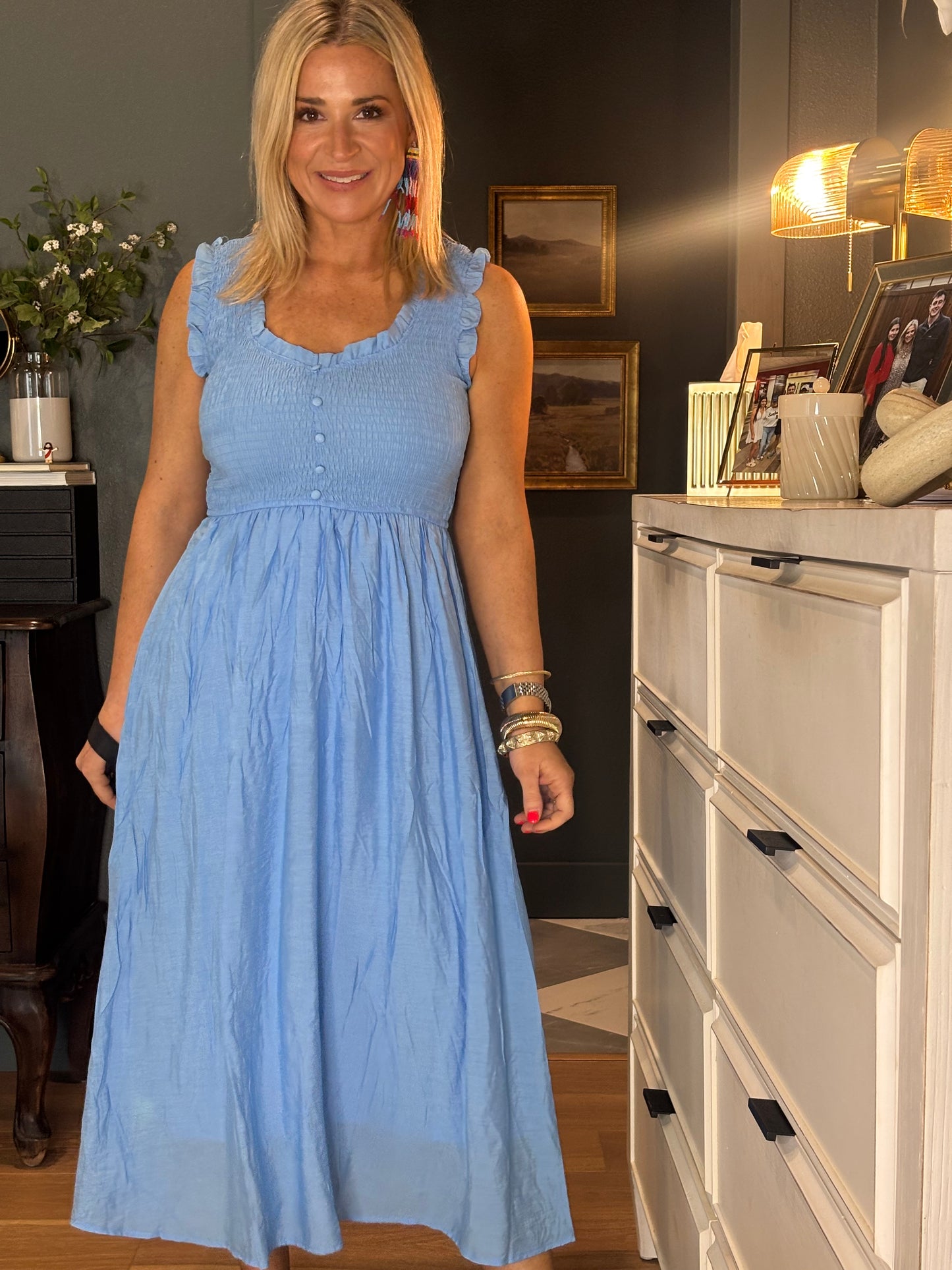 Sweetheart Smocked Midi- FINAL SALE