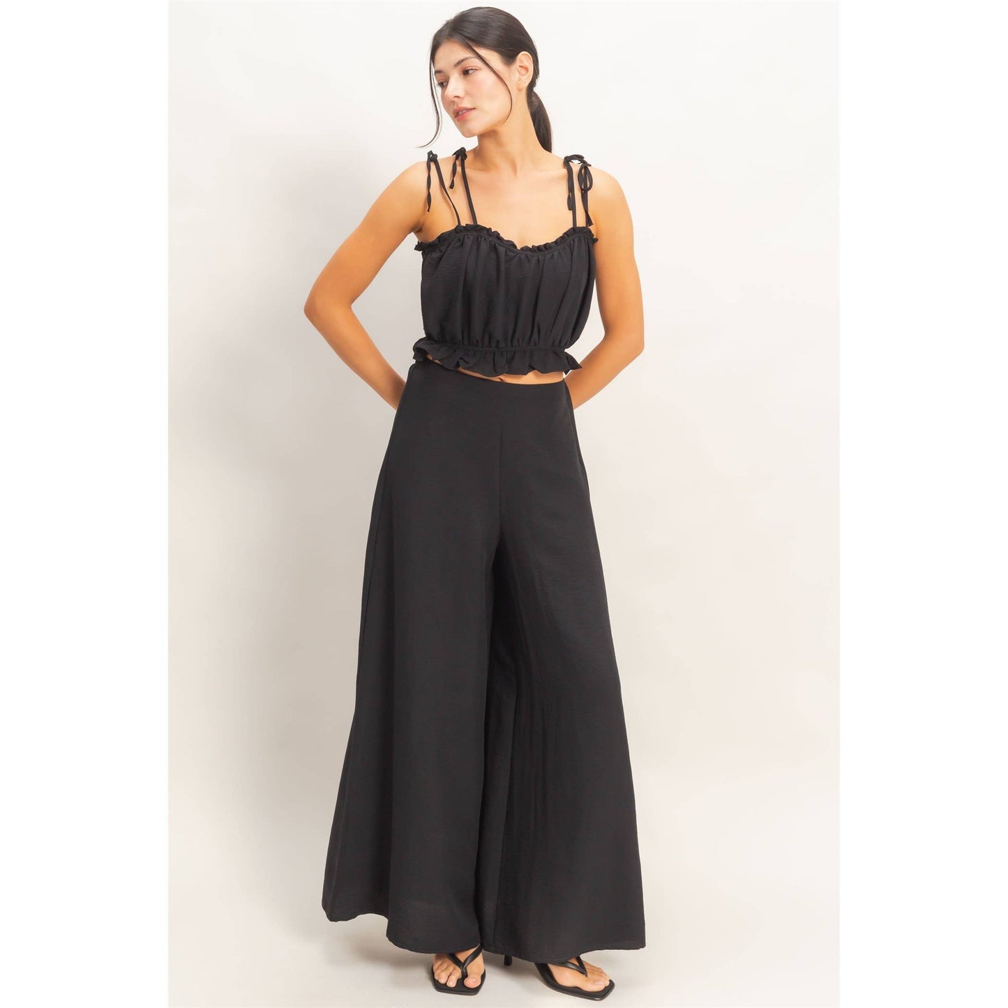 Ruffle Smocked Bust Top & Wide Pants