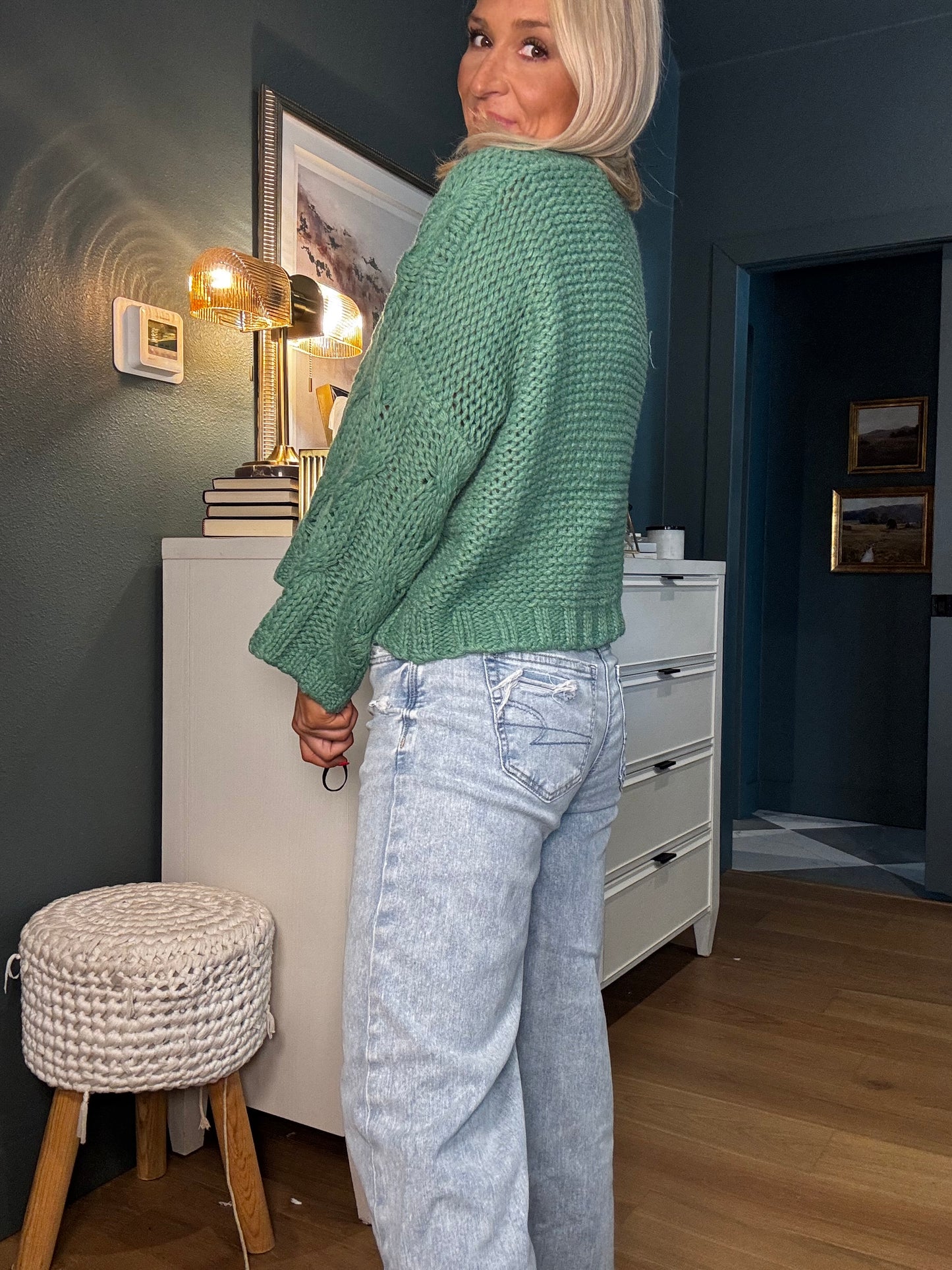 Jade Cable Knit Sweater