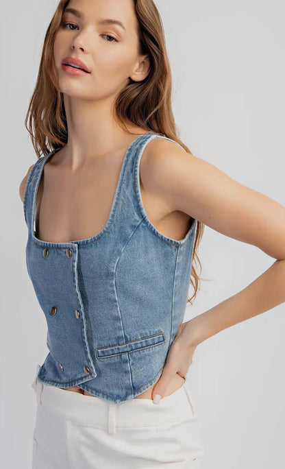 Howdy Denim Vest-FINAL SALE