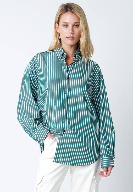 Claire Stripped Button Up Top