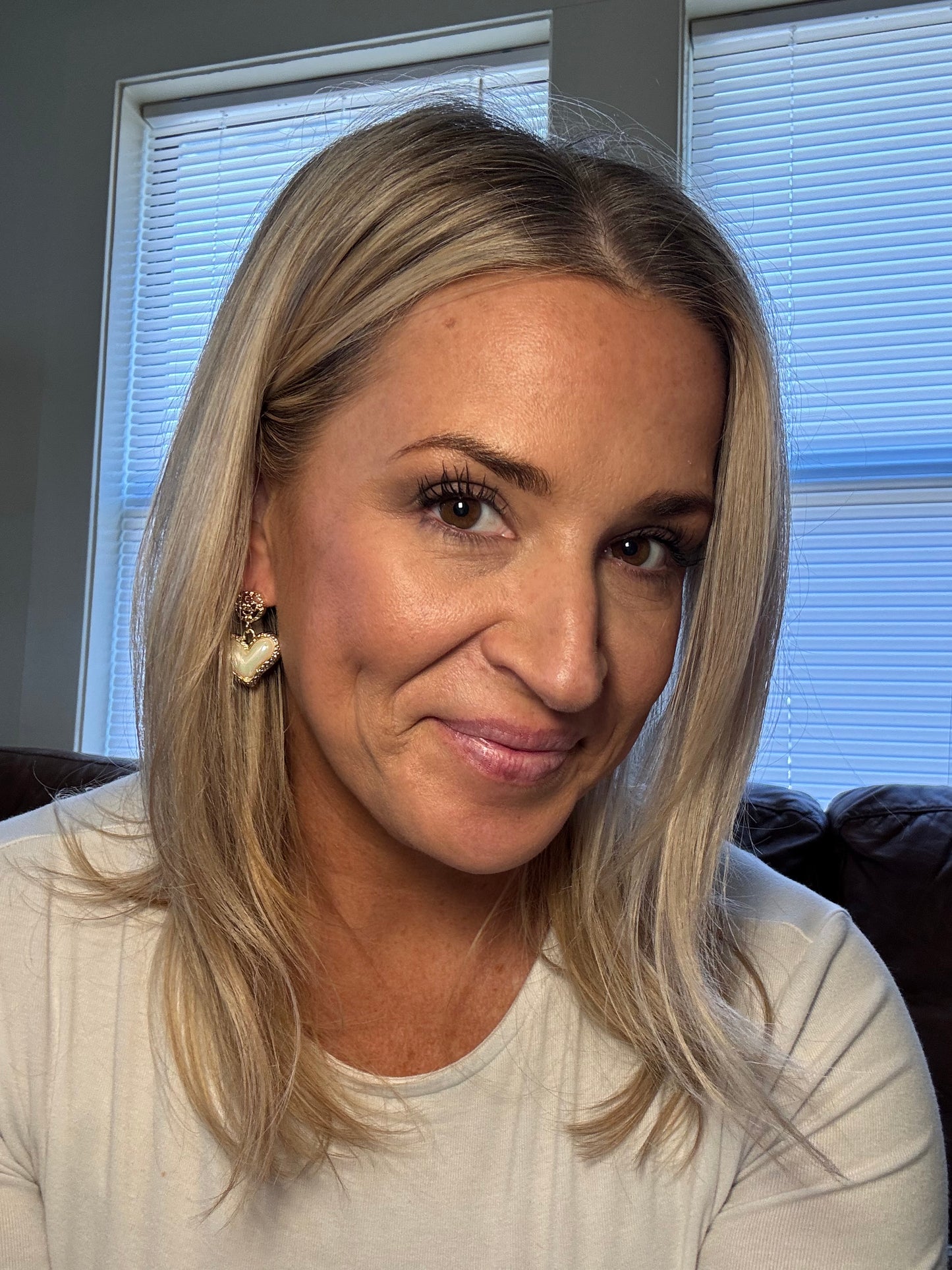 Studded Heart Drop Earrings