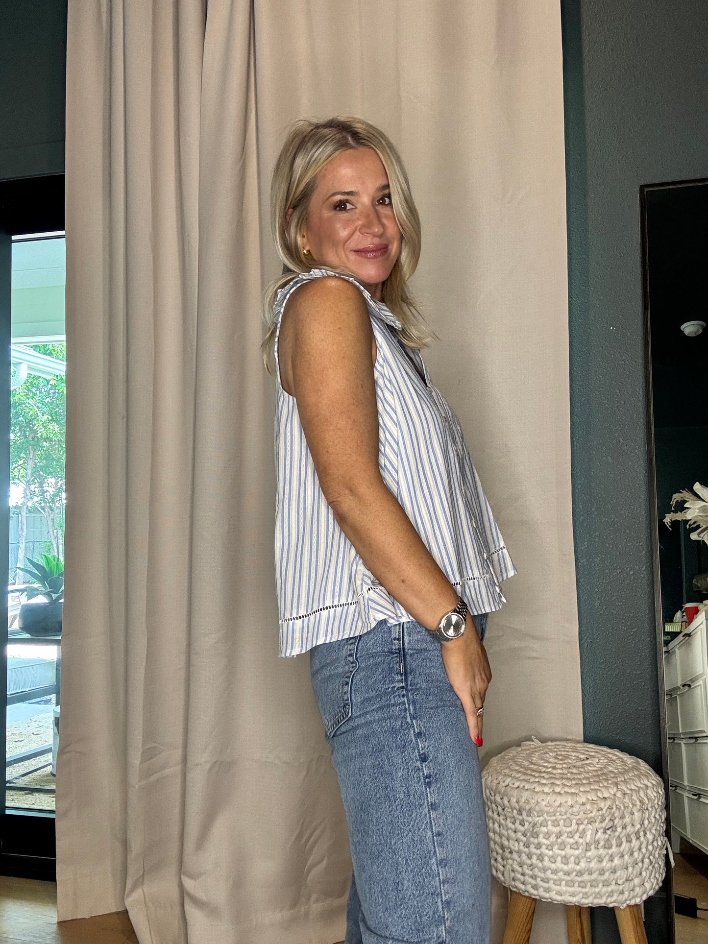 Chambray Striped Tank