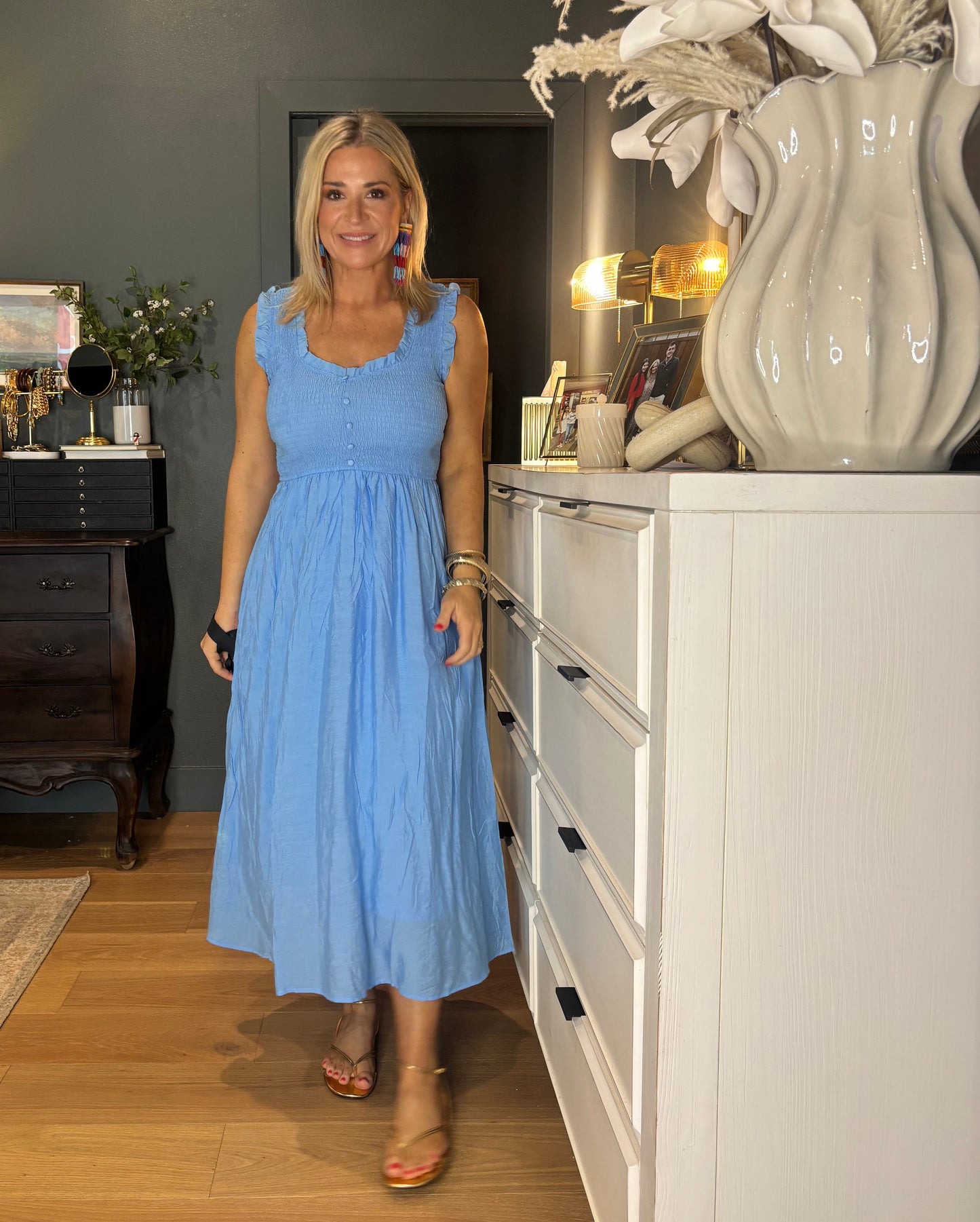 Sweetheart Smocked Midi- FINAL SALE