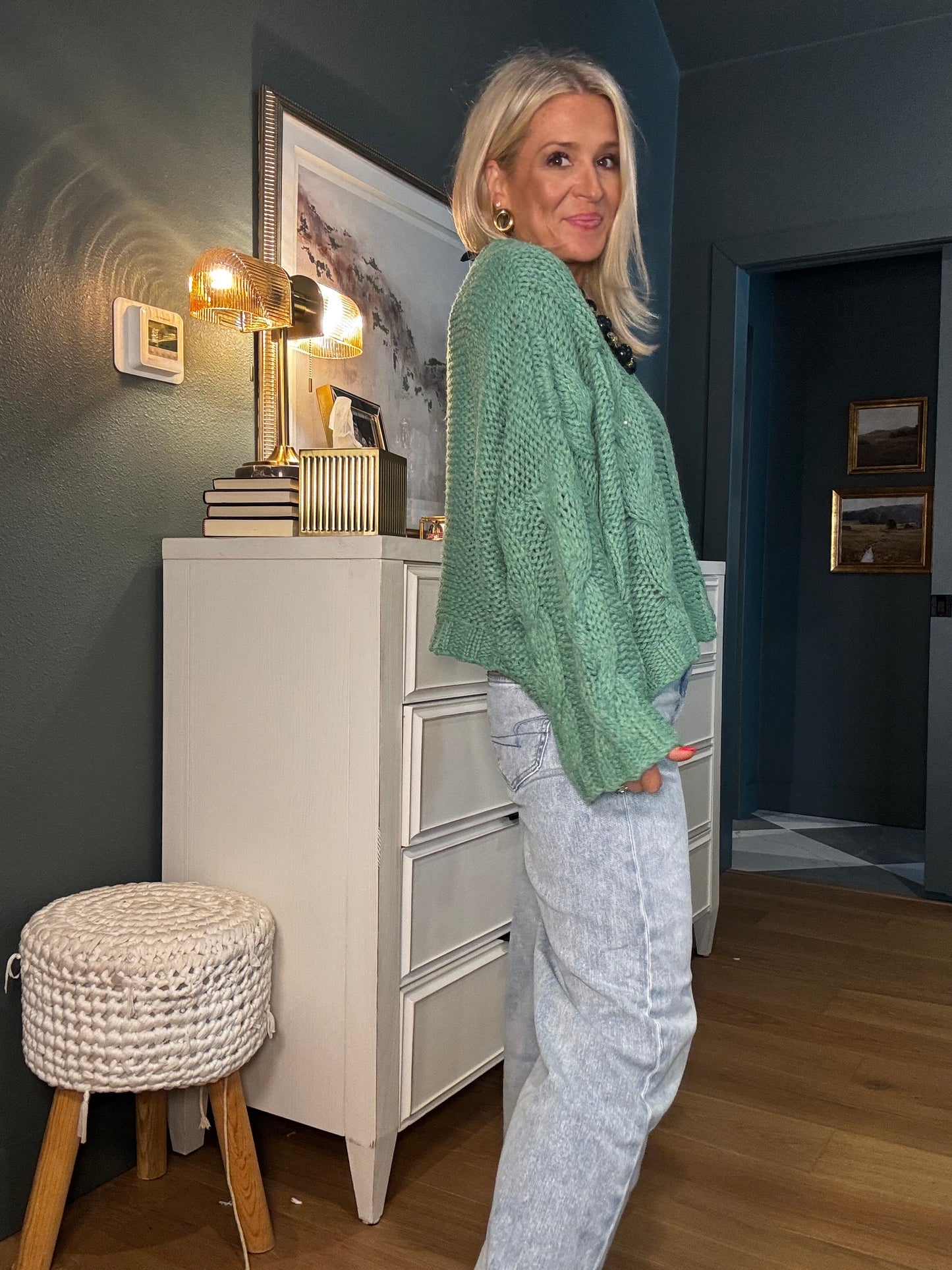 Jade Cable Knit Sweater