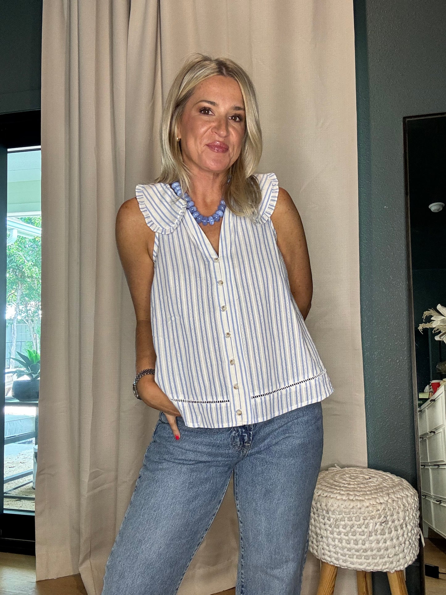 Chambray Striped Tank