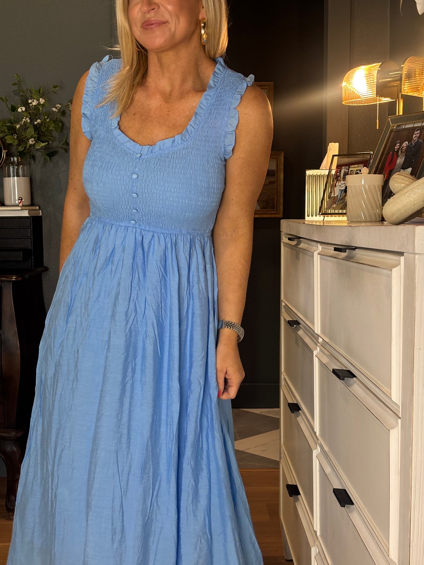 Sweetheart Smocked Midi- FINAL SALE