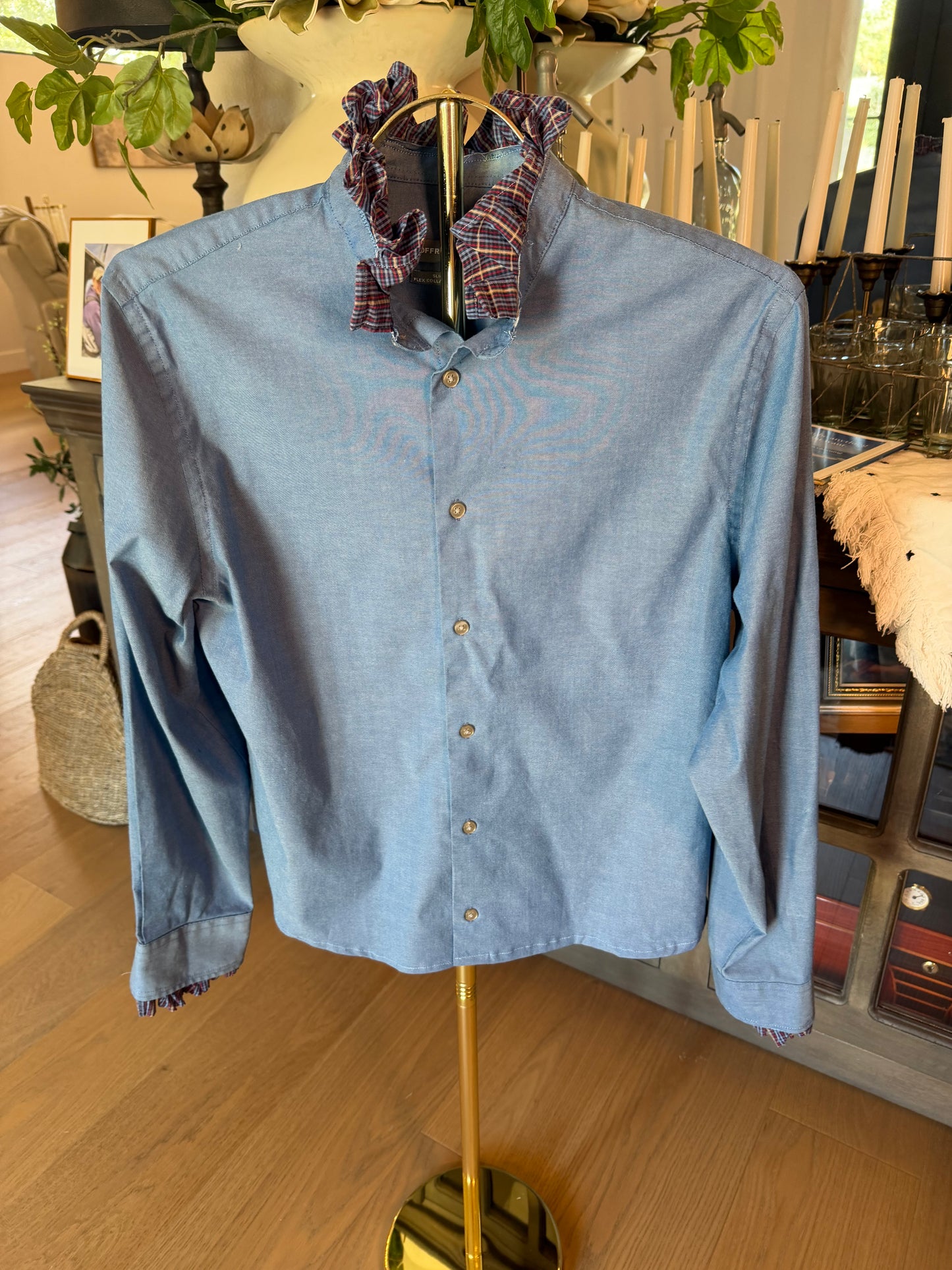 Chambray & Plaid Ruffle-M