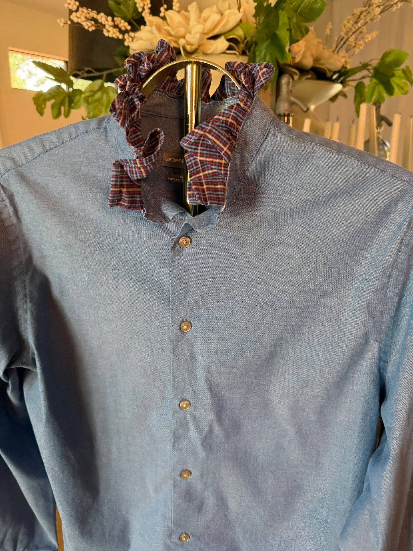 Chambray & Plaid Ruffle-M