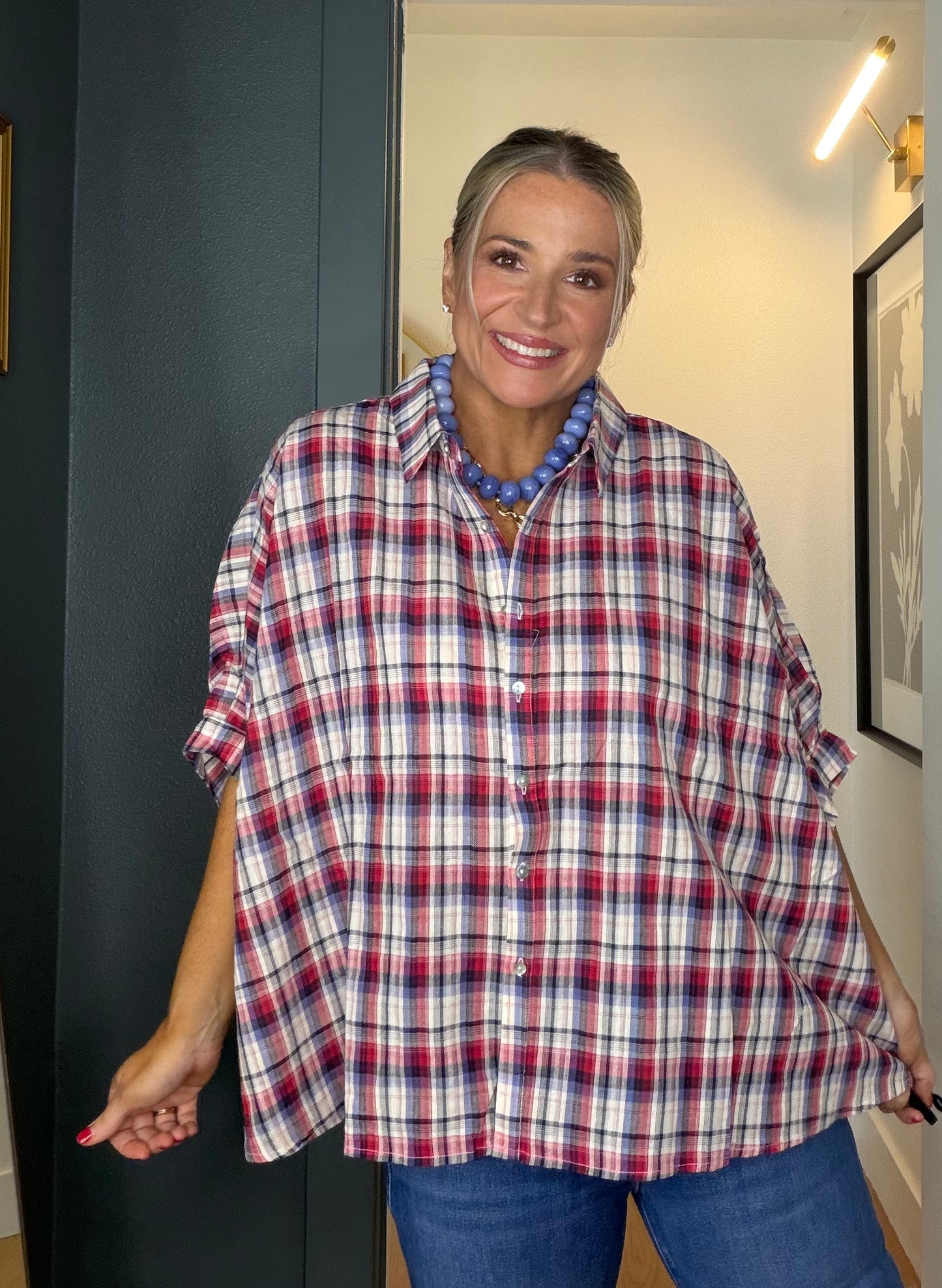Currants & Plaid Top