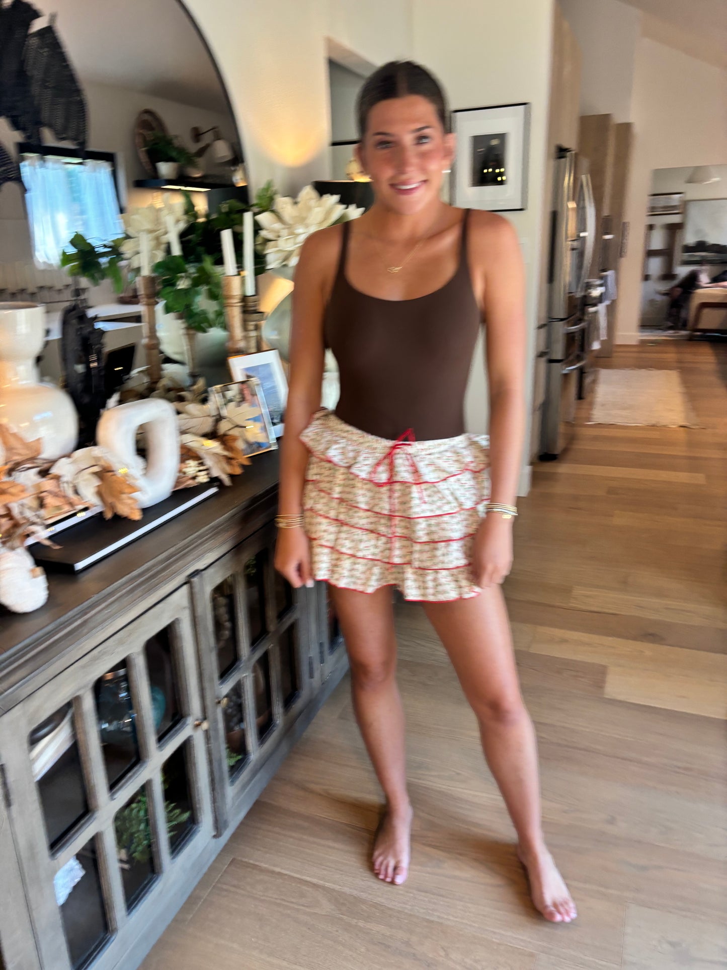 Cherry Ruffled Skort