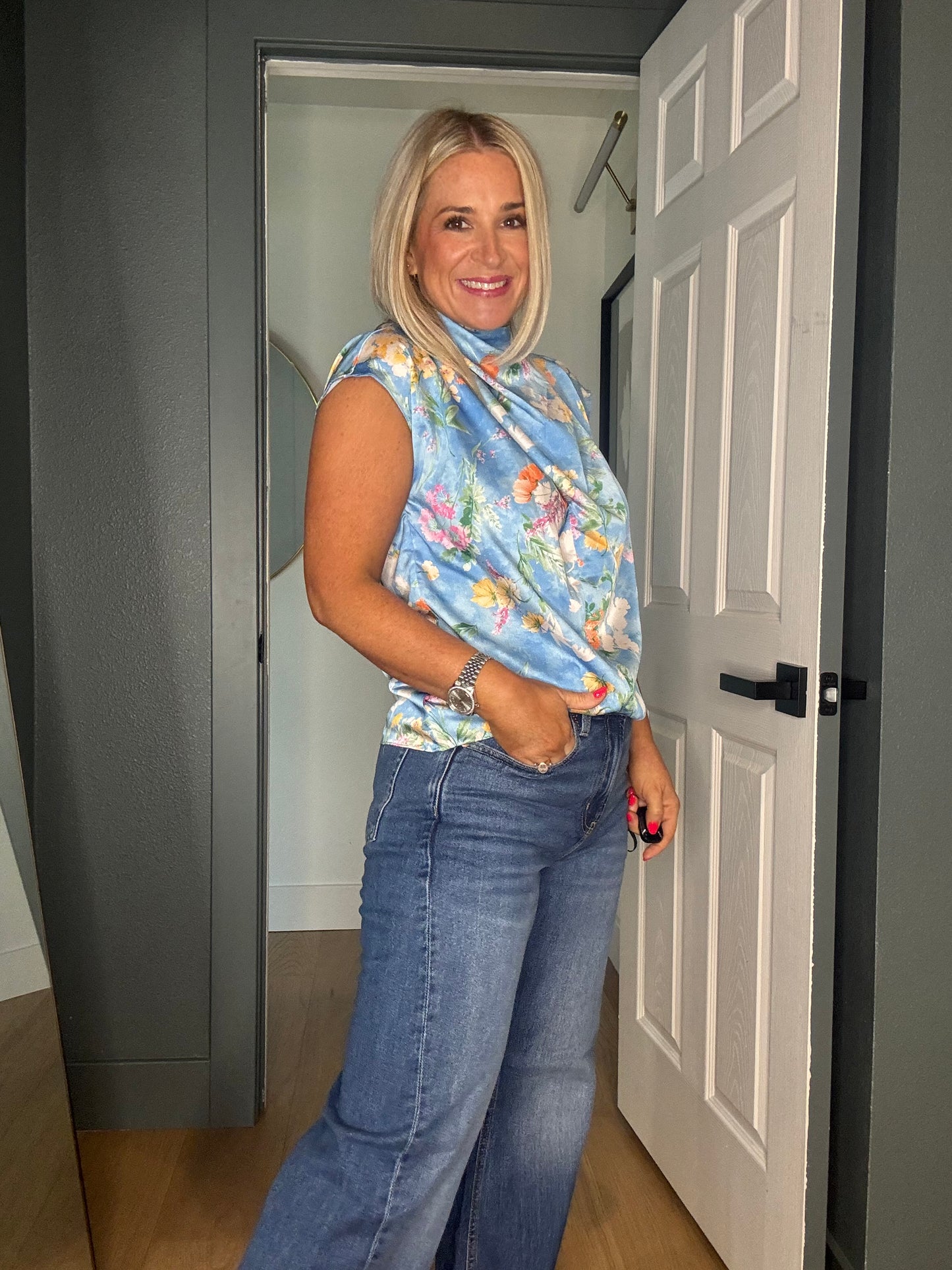 Floral High Neck Top- FINAL SALE