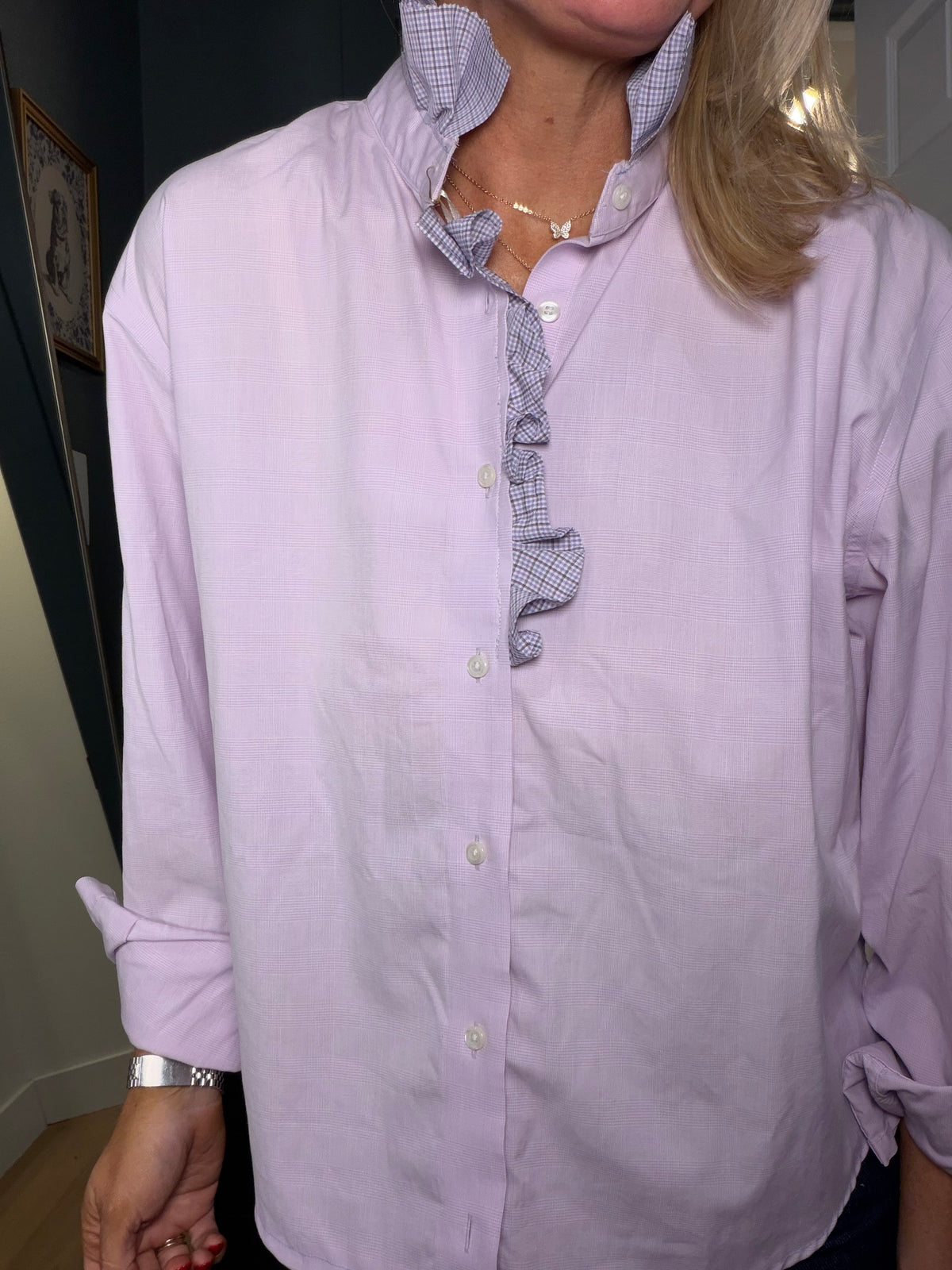 Pink with Purple Ruffle-L