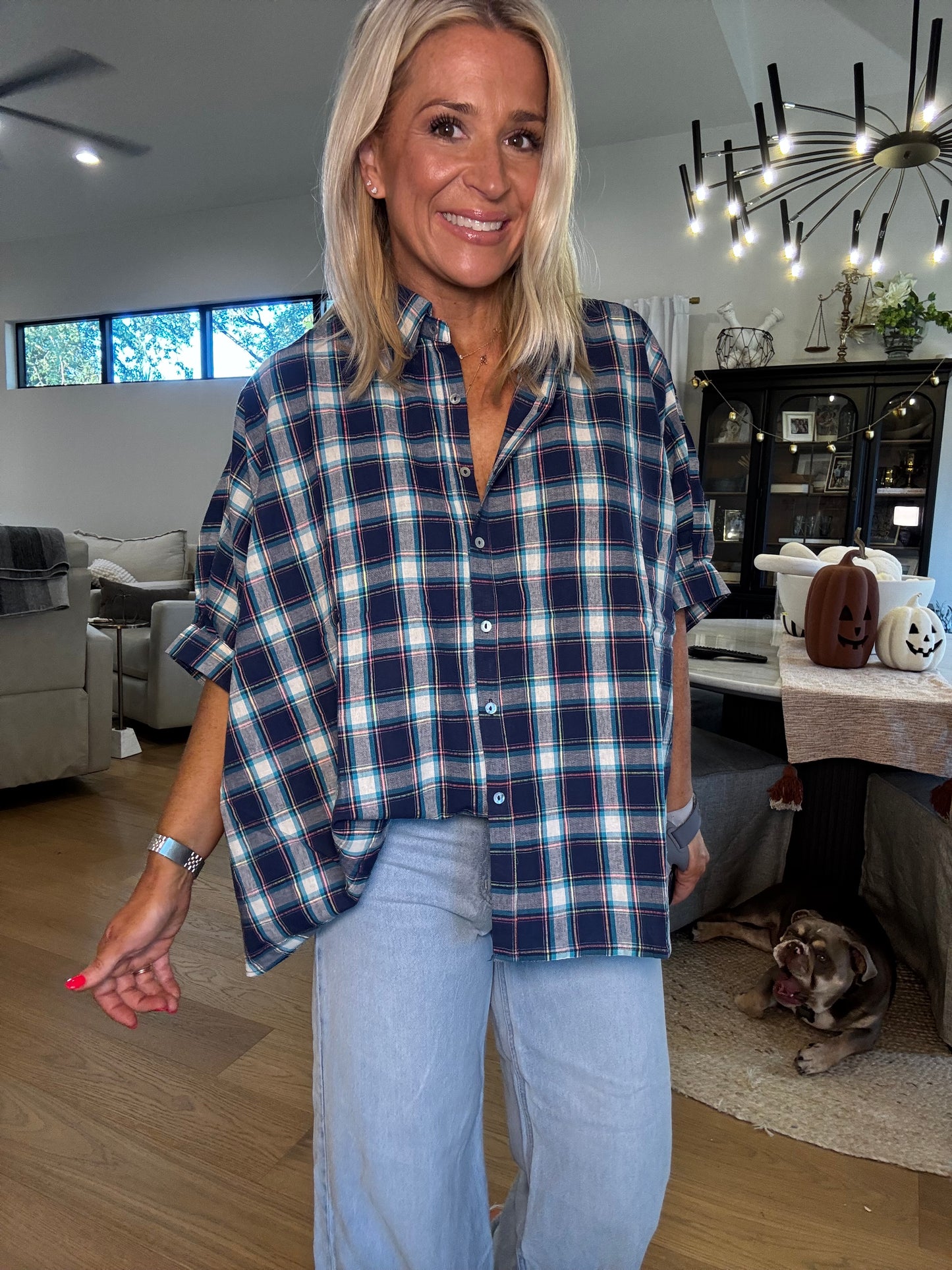 Plaid Happy Top