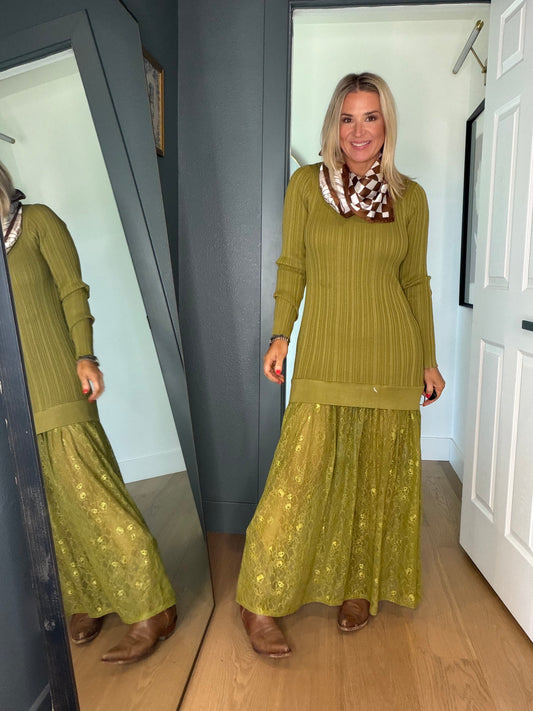 Olive Combo Maxi Dress