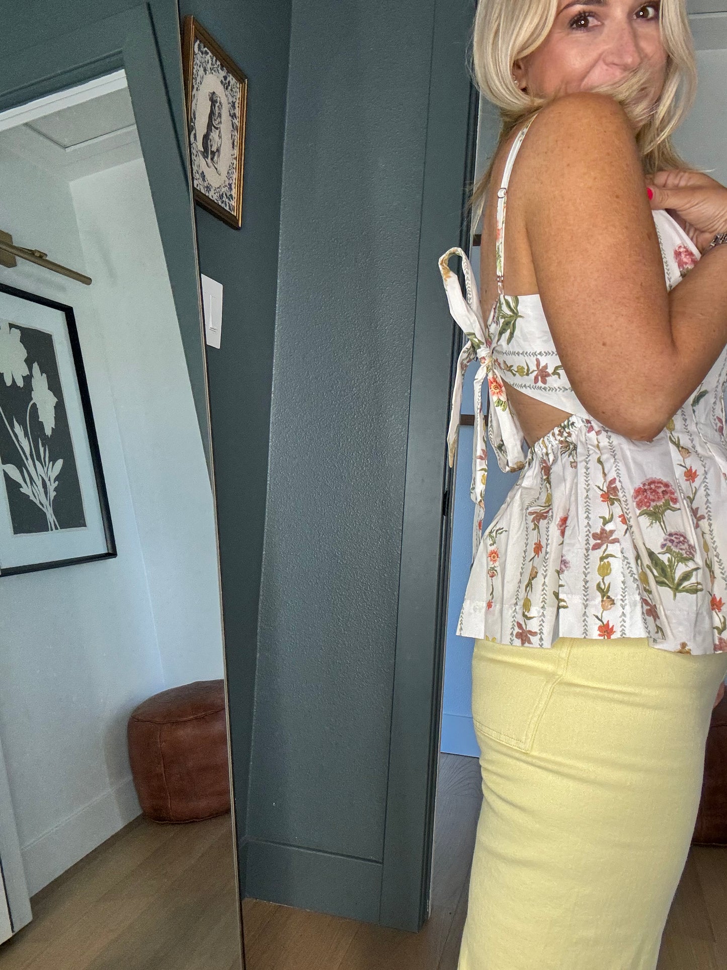 Floral Fantasy Peplum Top | White Botanical Corset Blouse