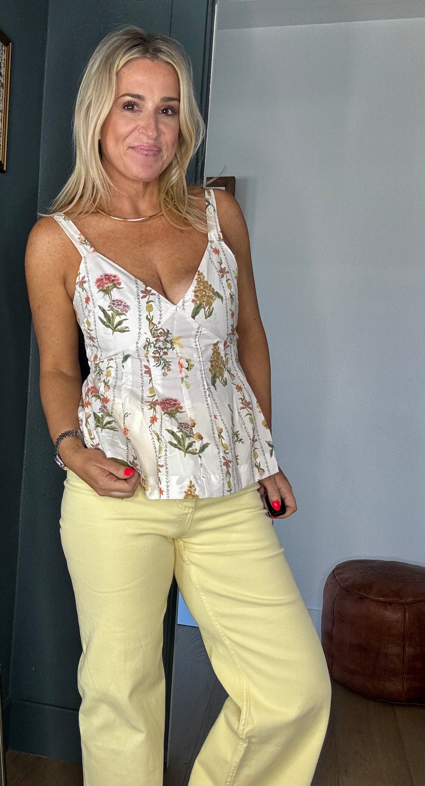 Floral Fantasy Peplum Top | White Botanical Corset Blouse