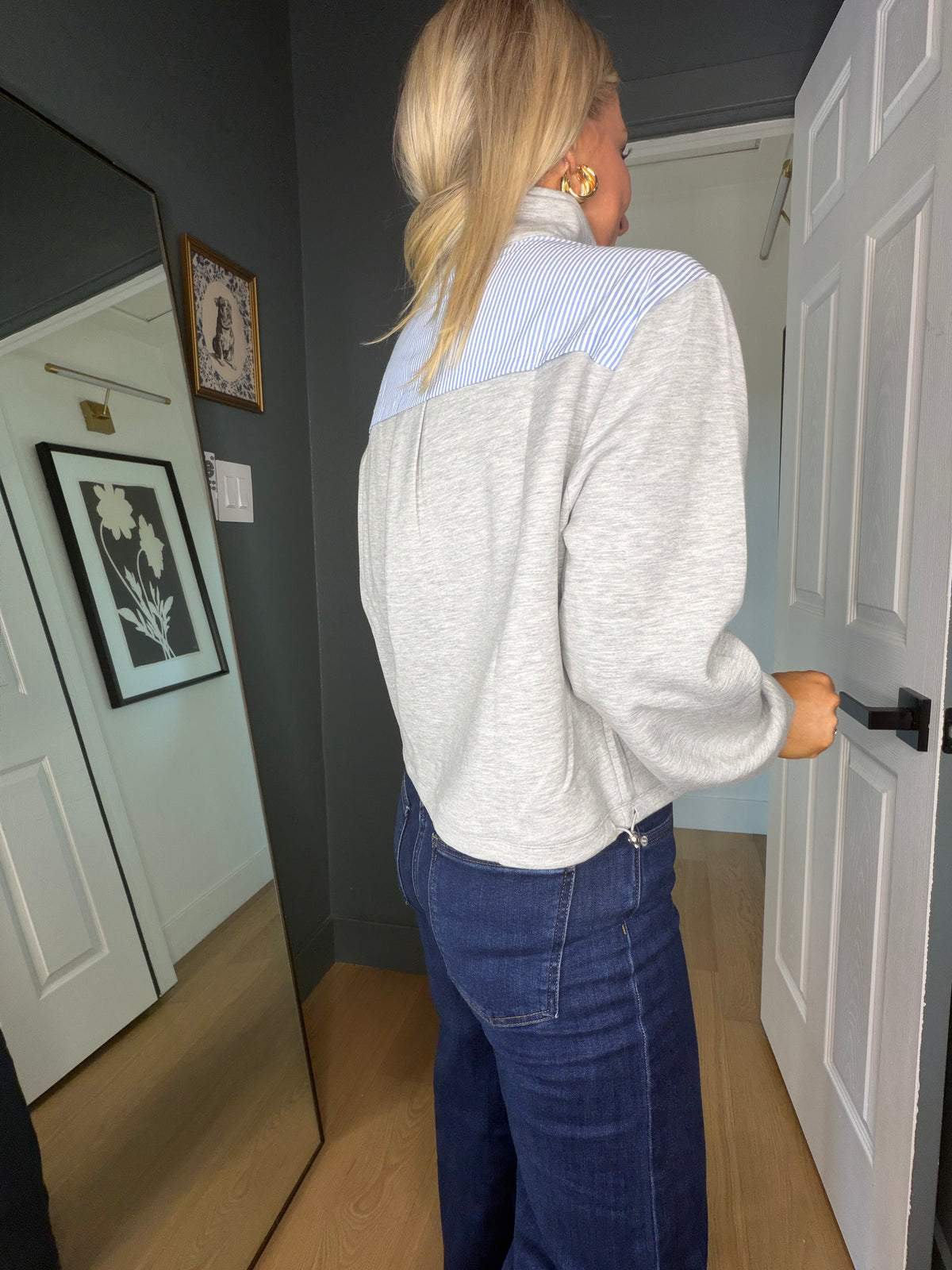 Color Block Zip Up Mock