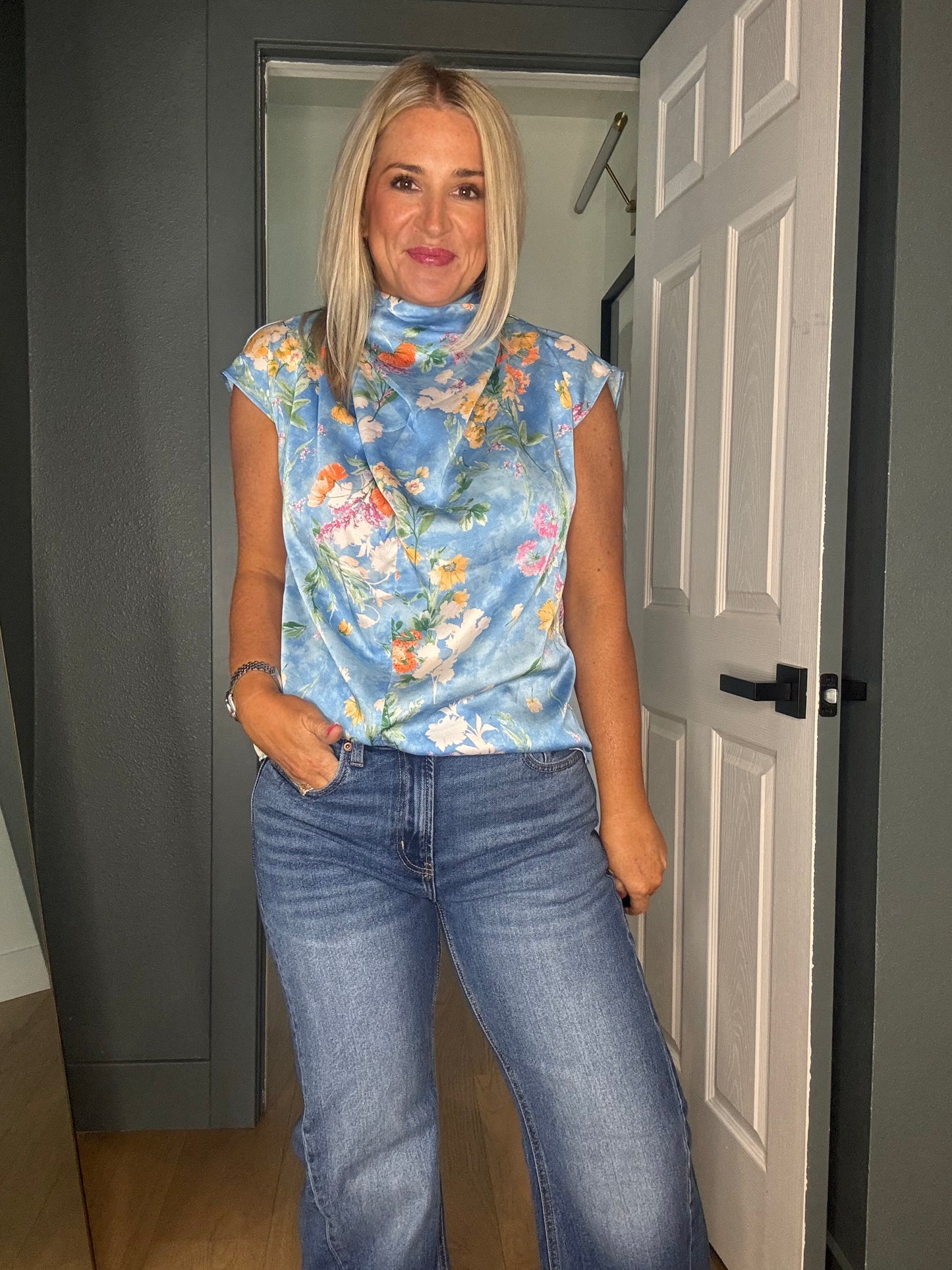 Floral High Neck Top- FINAL SALE