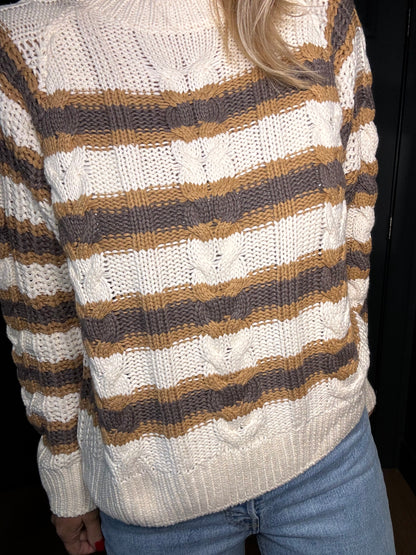 Cables & Stripes Sweater- FINAL SALE