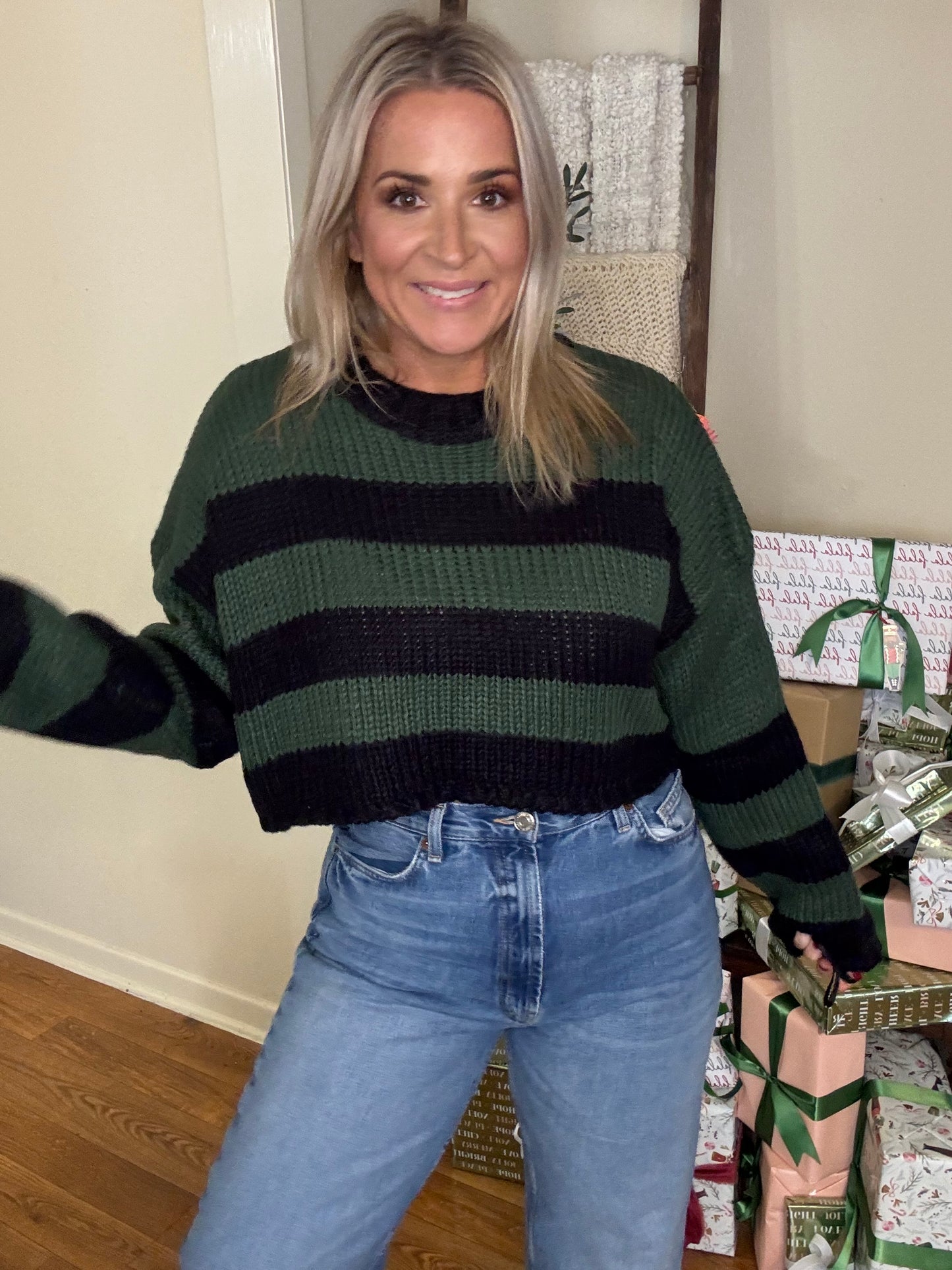 Olivia Cropped Striped Sweater-FINAL SALE