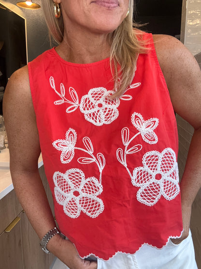 Coral and Floral Top- FINAL SALE