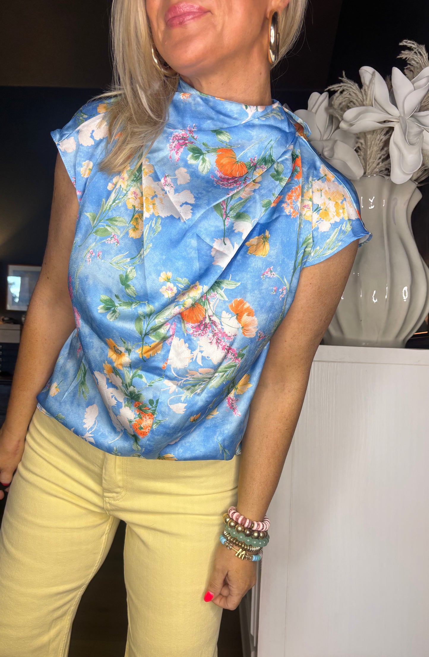 Floral High Neck Top