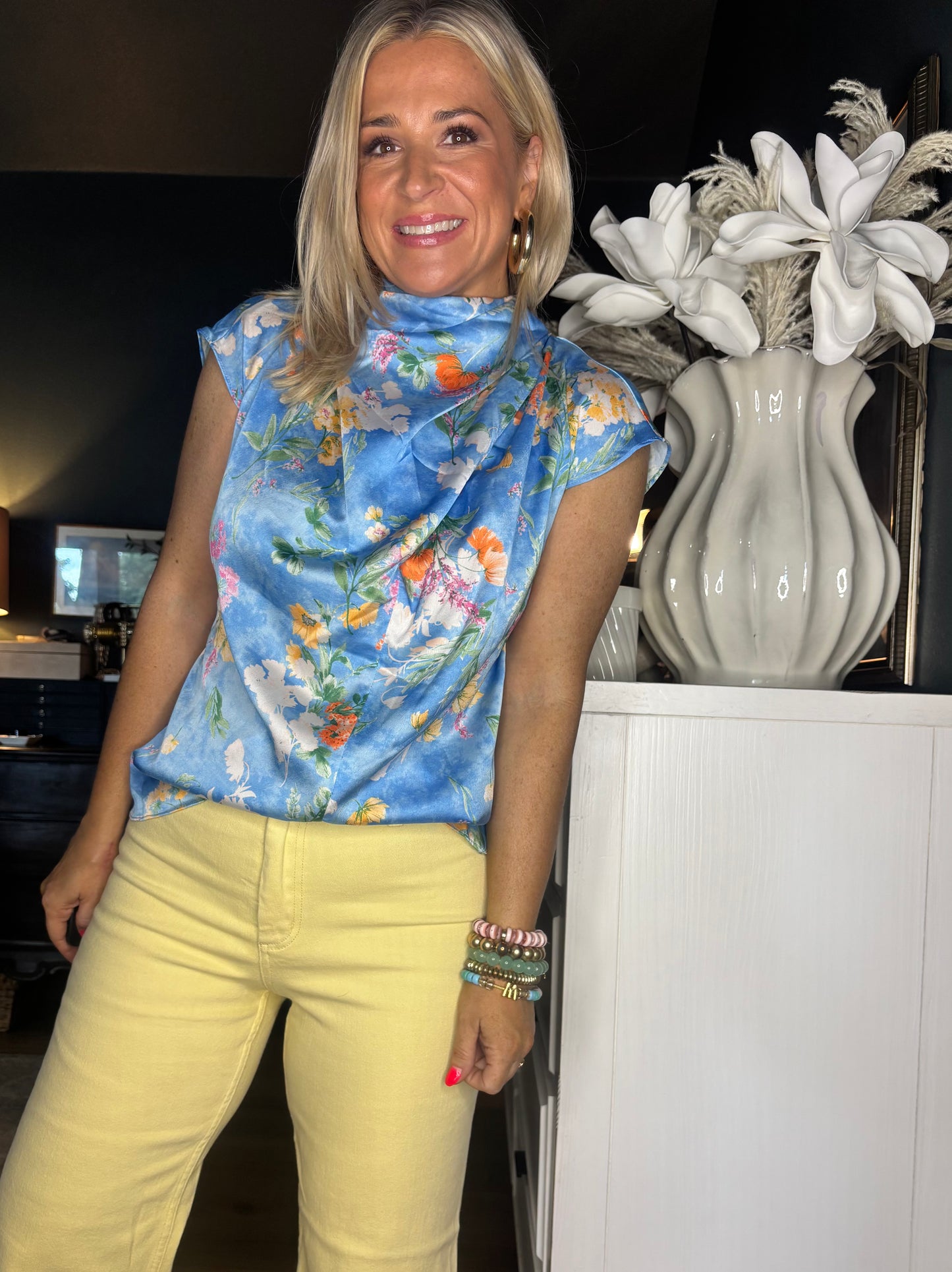 Floral High Neck Top