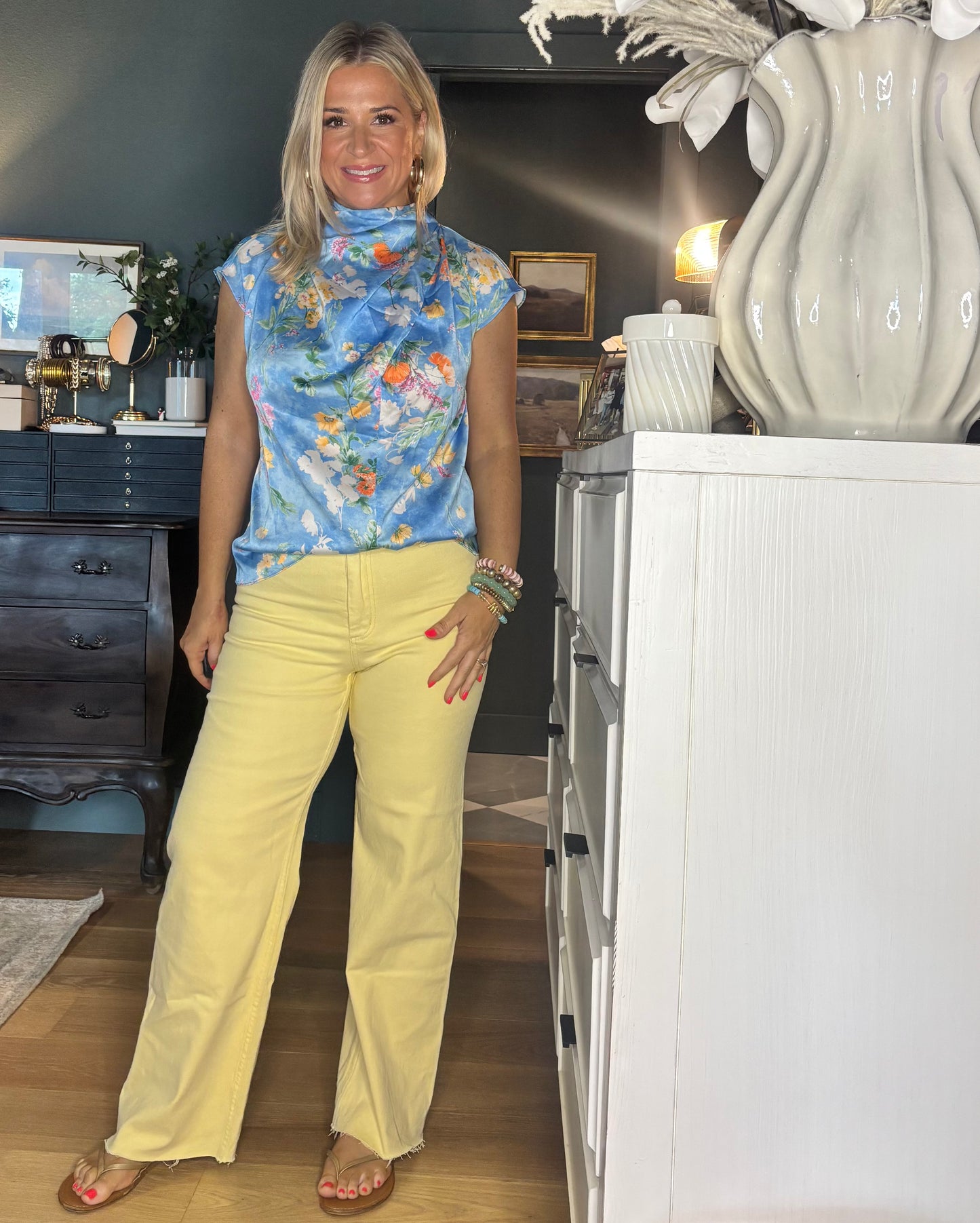 Floral High Neck Top